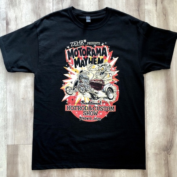 Hotrod, Motorama Mayhem, T shirt, Mens, Custom Car Show, Toronto, 2020, Lrg, NEW - Picture 3 of 6
